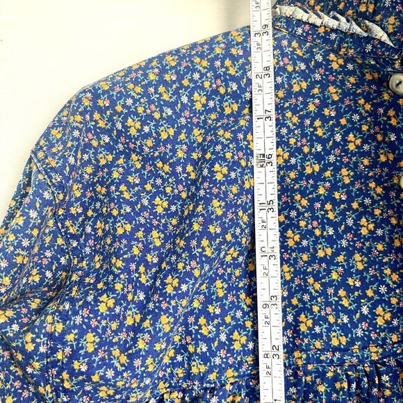 VTG‎ unbranded Cottage Prairie Blue Tent Smock Dress Ditzy floral poppies Med - Picture 7 of 8
